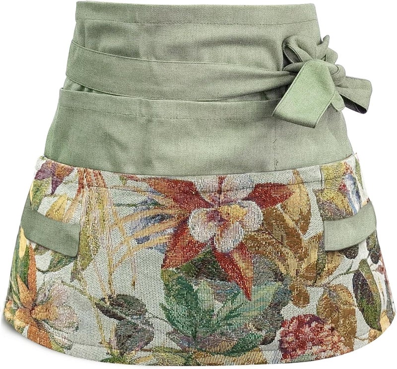 MILCIL Store Garden Apron for Woman, Serve Apron Cute, Flora Half Apron with 8 Pockets, Valentines Gift for Mom Wife Girlfriend - Image 1